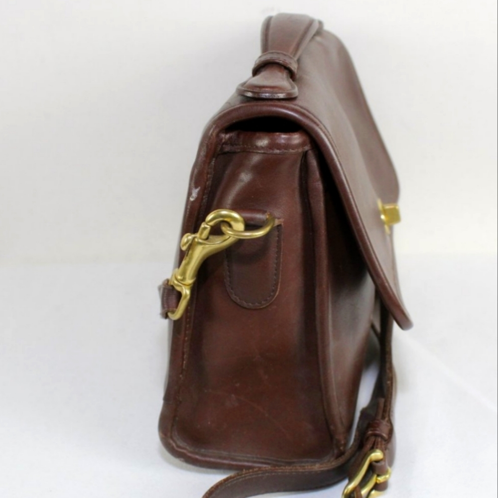 💐Vintage Coach Mahogany Brown Leather Court Crossbody purse 9870 - Picture 2 of 4